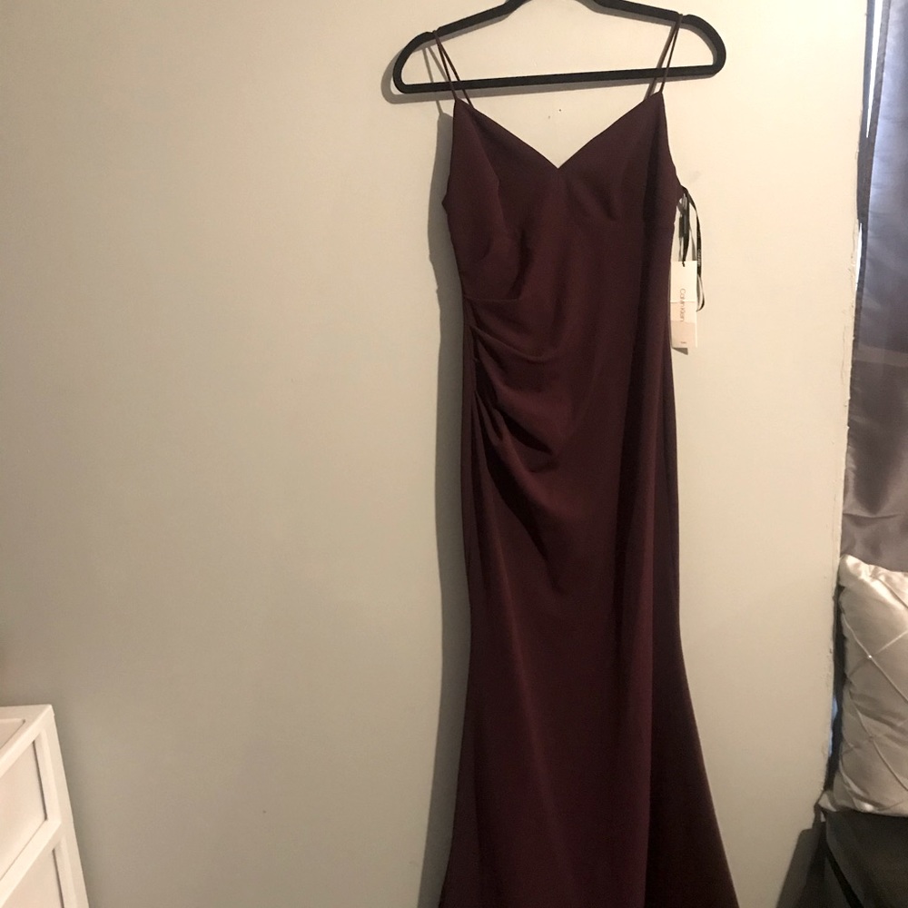 NWT Calvin Klein plum event dressy maxi dress sz 2